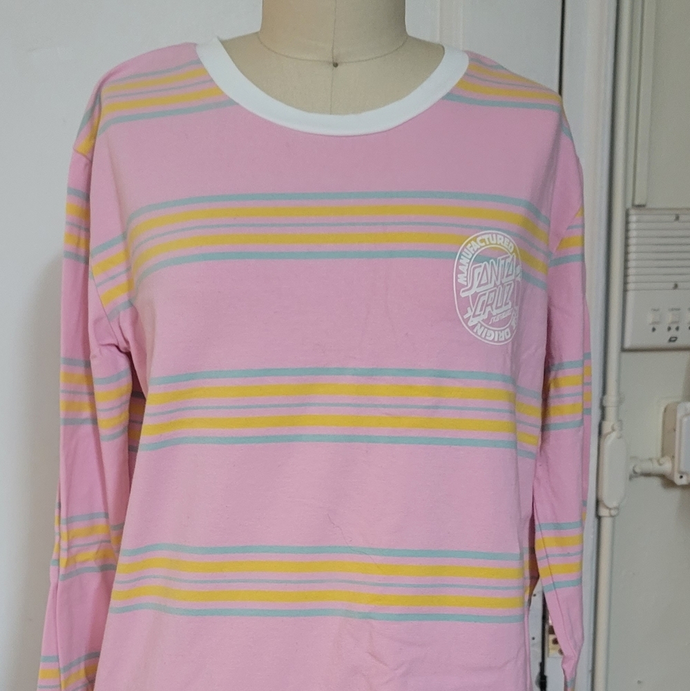 Santa Cruz Pink Strip Long Sleeve Shirt Size S